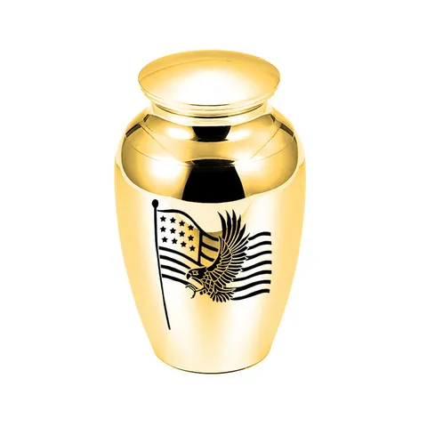 American Flag Eagle Aluminum Alloy Cremation Urn Honor Memorial Jar For Human Pet Ashes Keepsake Funeral Urn Jar Memorial Jar