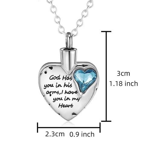 Stainless Steel Heart Urn Memorial Necklace For Ashes Engraved Commemorative Keepsake Pendant For Women Men Jewelry Gift