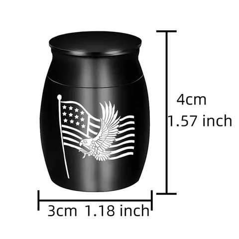 Petite Urne Cinéraire pour Cendres Humaines Urne Commémorative en Alliage d'Aluminium Motif Aigle Drapeau Américain pour Funérailles