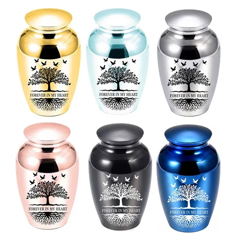 Pet Cremation Urn Aluminum Alloy Tree Of Life Forever In My Heart Memorial Keepsake Jar For Dogs Cats Funeral Ash Holder