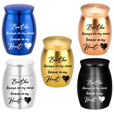 Mini Aluminum Alloy Cremation Urns For Human Pet Ashes Keepsake Jar Memorial Urn Brother Heart Pattern Funeral Tribute Container