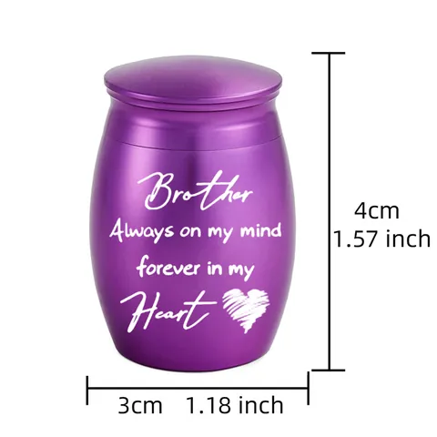 Mini Aluminum Alloy Cremation Urns For Human Pet Ashes Keepsake Jar Memorial Urn Brother Heart Pattern Funeral Tribute Container