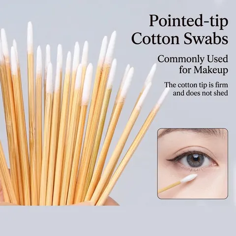 Pointed Cotton Swabs Natural Wood Sticks For Makeup Correction Embroidery Cleaning Cosmetic Beauty Tool Disposable Swabs