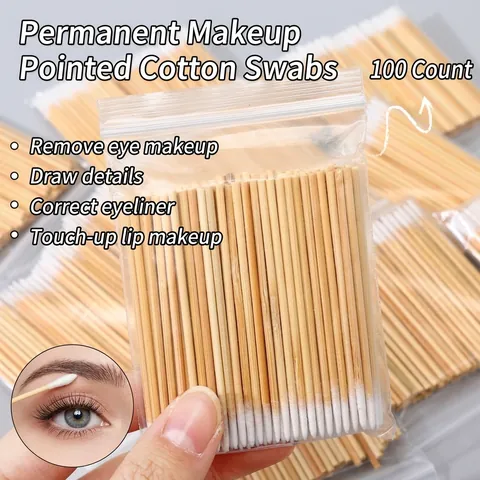 Pointed Cotton Swabs Natural Wood Sticks For Makeup Correction Embroidery Cleaning Cosmetic Beauty Tool Disposable Swabs