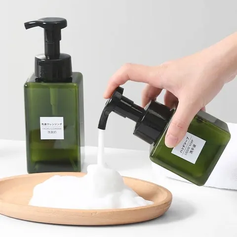 Refillable Foaming Bottle Plastic Pump Soap Dispenser For Facial Cleanser Shampoo Hand Soap Liquid Travel Portable Square Mousse Foam Maker Container