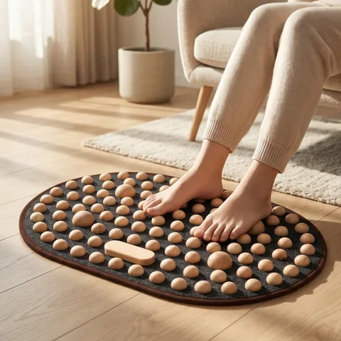 Natural Maple Wood Foot Massage Mat Acupressure Reflexology Pad For Indoor Home Health Care Relieve Tension Foot Relaxation