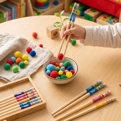 Natural Bamboo Kids Training Chopsticks With Cute Cartoon Animal Patterns For Children Toddlers Learning To Eat Nonslip Reusable Tableware