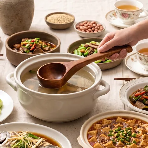 Natural Wood Large Soup Spoon With Long Handle Durable Kitchen Utensil For Cooking Serving Soup Porridge Home Restaurant Use