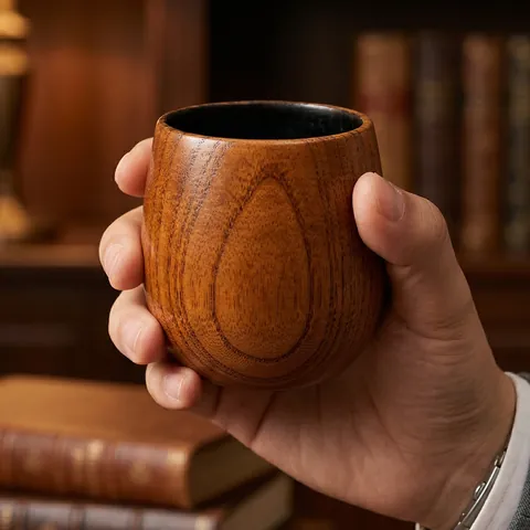 Minimalistischer Jujubenholz Karbonisierter Bauchbecher Isolierter Handgefertigter Bierkrug Tragbarer Kaffeebecher Für Büro