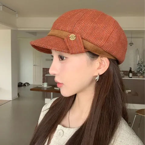 Gorra de Vendedor de Periódicos para Mujer Algodón Retro Baker Boy Hat Patchwork Pana Boina Moda Streetwear Sombrero de Pintor