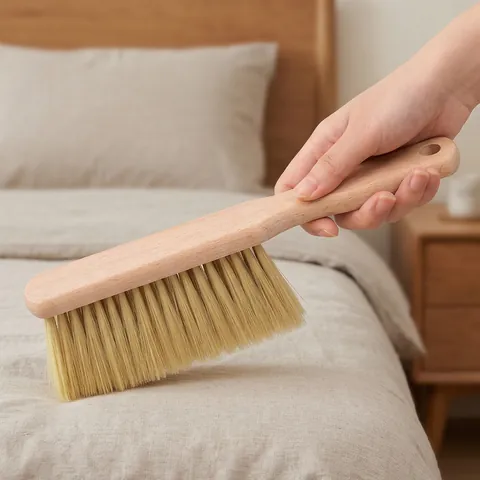 Beech Wood Bed Brush Natural Wood Handle Soft Bristles Dusting Brush For Sofa Carpet Bed Household Cleaning Tool