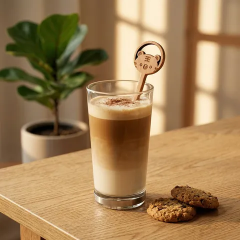 Cartoon Animal Beech Wood Coffee Stirring Spoon Long Handle Dessert Honey Spoon Laser Engraved Wooden Stirrer For Kitchen
