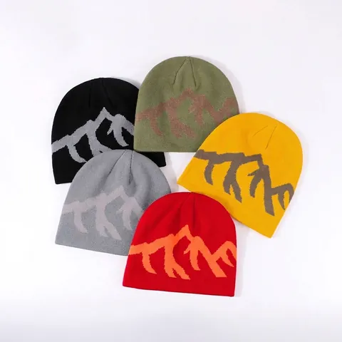 Women's Autumn Winter Knit Beanie Hat Mountain Jacquard Warm Street Style Acrylic Cold Hat For Daily Outdoor Use