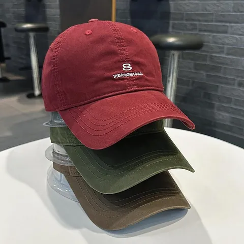Berretto da Baseball Minimalista Ricamato Cifra Otto per Donna Uomo Misto Cotone Protezione Solare Tesa Larga Cappello Visiera