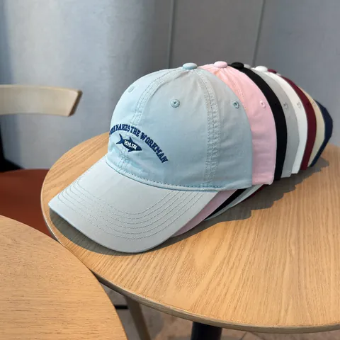 Korean Style Small Fish Embroidery Baseball Cap Washed Distressed Satin Silk Cotton Sun Hat For Women Large Head Size