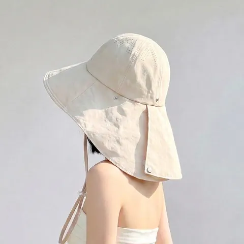 Women's Breathable Nylon Sun Hat With Bow Detail Summer UV Protection Wide Brim Foldable Bucket Hat Adjustable Drawstring Fisherman Hat