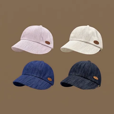 Casquette de Baseball pour Bébé Enfants en Satin Soie Coton Pare-soleil Réglable Mode Extérieur Avec Étiquette en Cuir