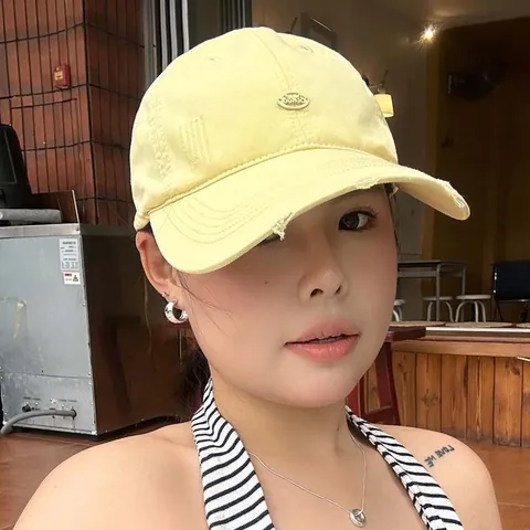 Koreanischer Stil Bestickte Baseballkappe Unisex Baumwollmischung Zerstörte Breite Krempe Sonnenhut Mode Pendler Einstellbare Schirmmütze