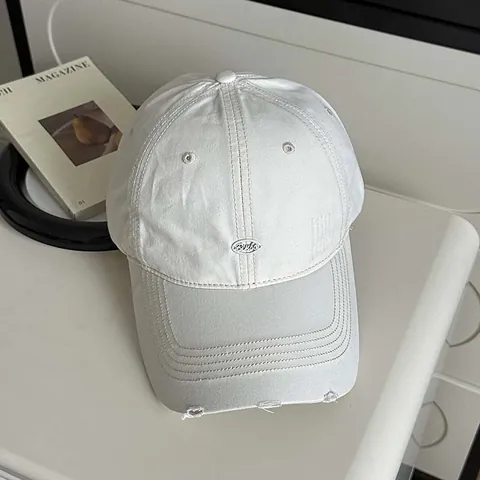 Koreanischer Stil Bestickte Baseballkappe Unisex Baumwollmischung Zerstörte Breite Krempe Sonnenhut Mode Pendler Einstellbare Schirmmütze
