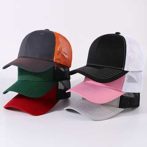 Cappello Trucker Traspirante in Mesh per Uomo Donna Colore a Contrasto Poliestere Regolabile Cappello da Baseball Casual Sportivo Snapback