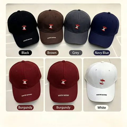 Korean Style Süße Apfel Stickerei Baseballkappe Soft Top Breite Krempe Baumwollmischung Mode Vielseitige Streetwear Sonnenhut Damen