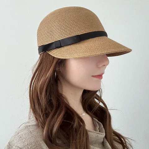 Cappello da Equitazione da Donna Minimalista Intrecciato in Paglia di Carta Parasole Estivo Traspirante Cappello di Paglia Nastro Fiocco Ala Larga Casual Quotidiano