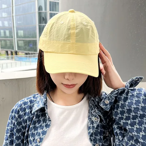 Damen Koreanischer Stil Nylon Schnelltrocknend Baseballkappe Minimalistisch Soft Top Verstellbar Sonnenschutz Hut Für Sport