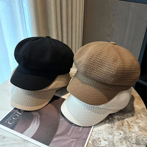 Britse Stijl Baret Octogonale Hoed Voor Vrouwen Japans Retro Hanevoet Newsboy Cap Mode Veelzijdige Schildershoed Polyester Katoen Casual Pet