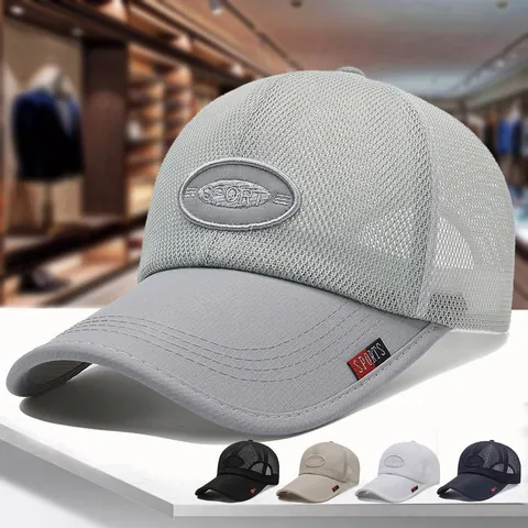 Berretto da Baseball in Rete Traspirante Estivo da Uomo Berretto Trucker a Corona Alta Patch Sportiva Regolabile in Tessuto Lyocell
