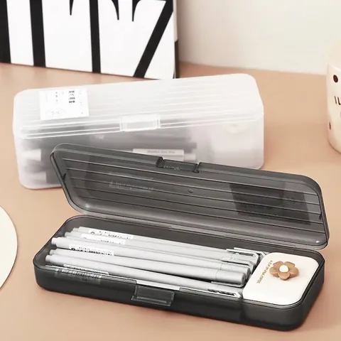 Minimalistisches Transparentes PP Kunststoff Federmäppchen Große Kapazität Schreibwarenbox Mehrfunktions Desktop Aufbewahrungsorganisator Für Studenten