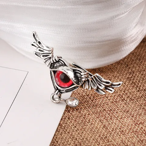 Exaggerated Gothic Punk Devil Eye Heart Wings Open Ring Alloy Rhinestone Retro Adjustable Finger Ring Jewelry For Women
