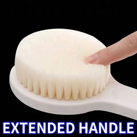 Long Handle Bath Brush Soft Bristle Body Scrubber For Shower Back Scrubbing Exfoliating Brush With Hanging Hole White Bathroom Accessory