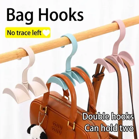 360 Degree Rotating Handbag Hanger Closet Organizer Widened Arc Double Hook Bag Rack Shoulder Strap Protector Rack Household Storage Hanger