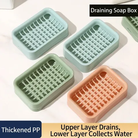 Modern Double Layer Draining Soap Box Minimalist Detachable PP Plastic Soap Holder Nordic Style Bathroom Storage Rack Countertop Soap Container