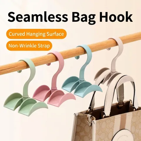 360 Degree Rotating Handbag Hanger Closet Organizer Widened Arc Double Hook Bag Rack Shoulder Strap Protector Rack Household Storage Hanger