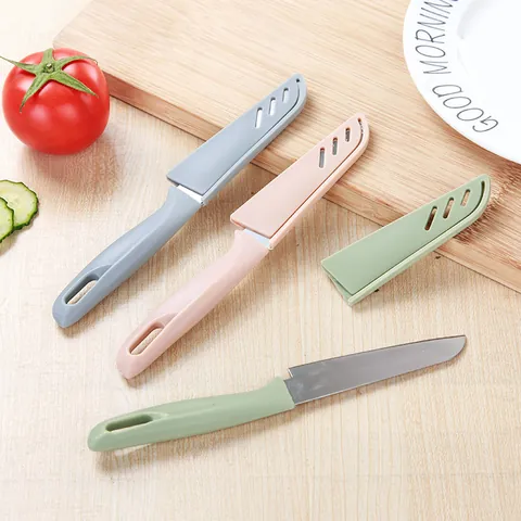 Cuchillo para Fruta Portátil de Acero Inoxidable Con Funda Protectora Cuchillo Pelador Minimalista Nórdico para Hogar Oficina