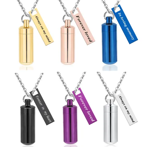 Collana per Urna Cineraria per Animali in Acciaio Inossidabile Forever In My Heart Ciondolo a Capsula per Ceneri Capelli Gioielli