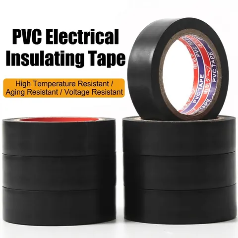 Black PVC Electrical Insulating Tape Flame Retardant Waterproof Self Adhesive Wire Repair Insulation Tape For High Voltage Household Industrial Maintenance