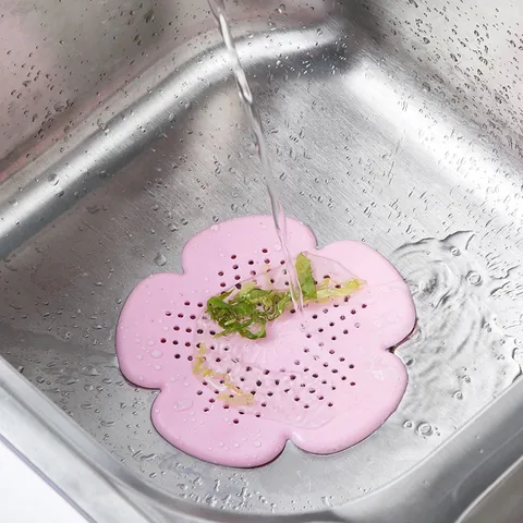 Flower Shape Sink Strainer TPR Floor Drain Cover Anti-Clogging Hair Catcher With Suction Cup For Kitchen Bathroom Sink