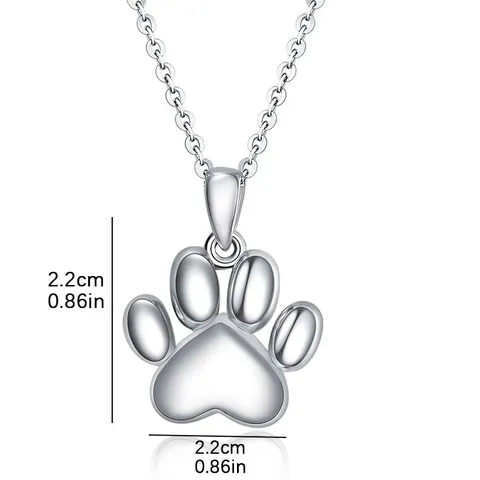 Stainless Steel Pet Memorial Cremation Urn Necklace Paw Print Pendant For Dog Cat Ash Keepsake Jewelry Gift