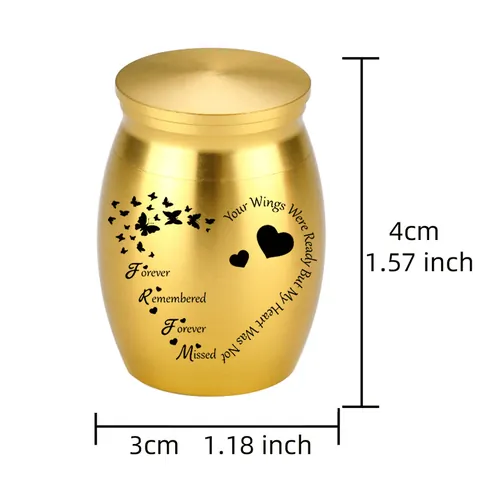 Aluminum Alloy Keepsake Urn For Human Pet Ashes Waterproof Small Memorial Funeral Urn With Heart Butterfly Engraving Remembrance Gift