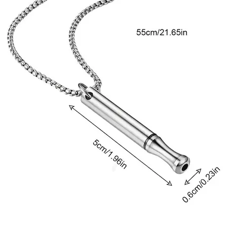 Mindfulness Meditation Breathing Whistle Necklace Alloy Yoga Stress Relief Geometric Cylindrical Pendant Box Chain Jewelry For Men Women