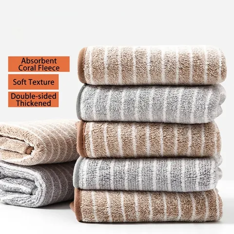 Superfine Fiber Kitchen Cleaning Cloth Thickened Coral Velvet Striped Dishcloth Water Absorbent Lint-free Cleaning Towel For Kitchen Home Daily Use