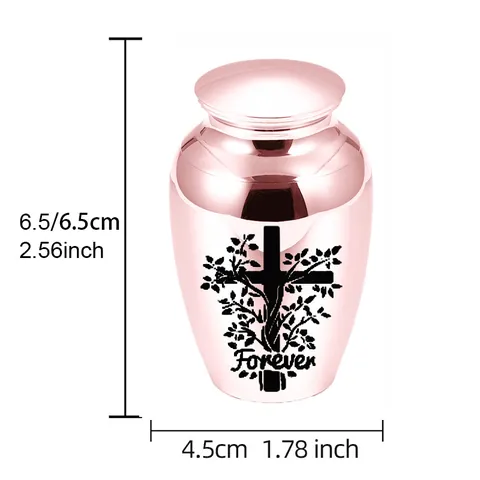 Aluminum Alloy Memorial Urn For Human Pet Ashes Tree Of Life Cross Forever Pattern Waterproof Mini Funeral Keepsake Jar