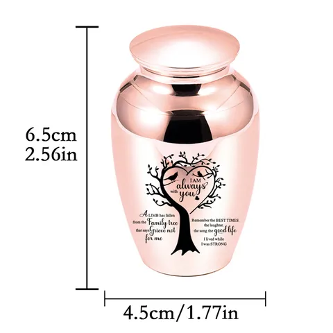 Tree Of Life Pet Cremation Urn Aluminum Alloy Memorial Ashes Jar For Dogs Cats Small Keepsake Urn For Funeral Memorial Service