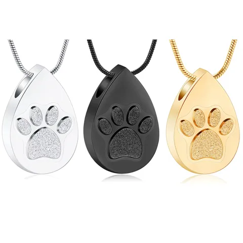 Roestvrij Staal Traanvorm Pootafdruk Urn Ketting Voor Huisdier Menselijke As Herdenking Sieraden Crematie Keepsake Hanger Ketting