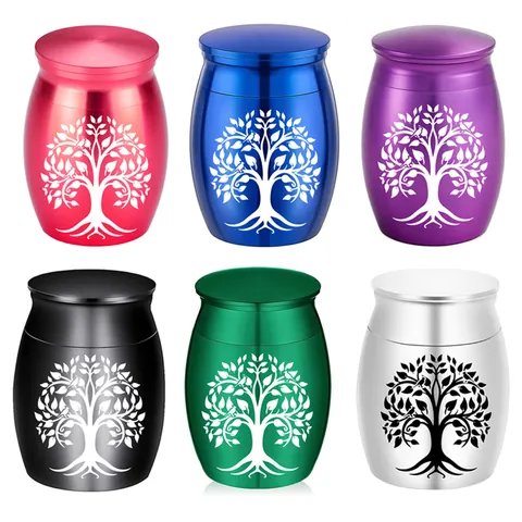 Mini Aluminum Alloy Memorial Urn Tree Of Life Keepsake For Pet Dog Cat Ashes Cremation Jar Small Commemorative Storage Container