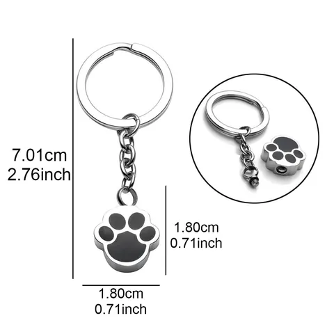 Llavero de Urna para Mascotas de Acero Inoxidable Colgante Conmemorativo de Huella de Pata Para Cenizas de Perro Gato Joyería