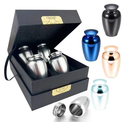 Aluminum Alloy Memorial Urn For Human Pet Ashes Small Keepsake Cremation Urn Commemorative Funeral Casket With Gift Box