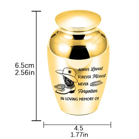 Aluminum Alloy Memorial Urn For Ashes Small Keepsake Jar With Western Cowboy Pattern Human Pet Memorial Ashes Container